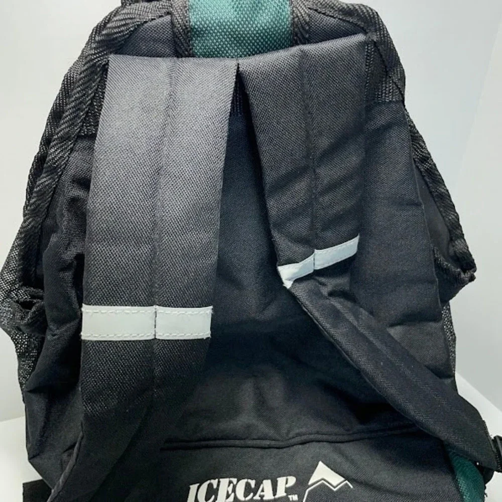 Icecap Backpack Black Green Mesh Insulated 3 Compartment Hiking Camping Travel